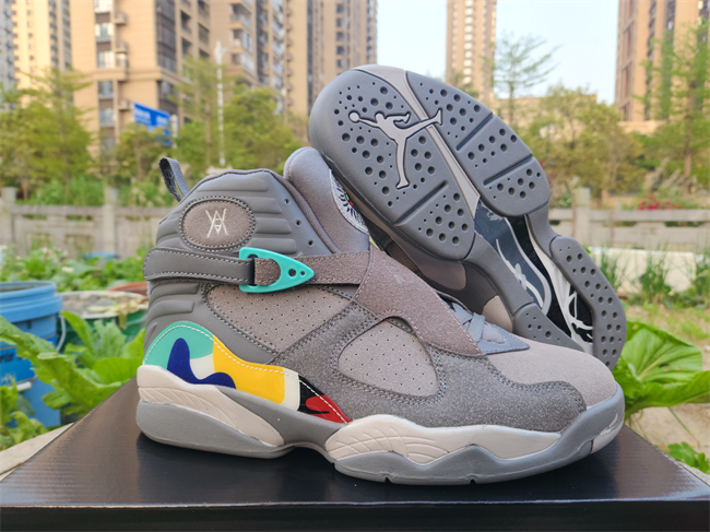 Men's Running Weapon Air Jordan 8 Shoes Grey 009